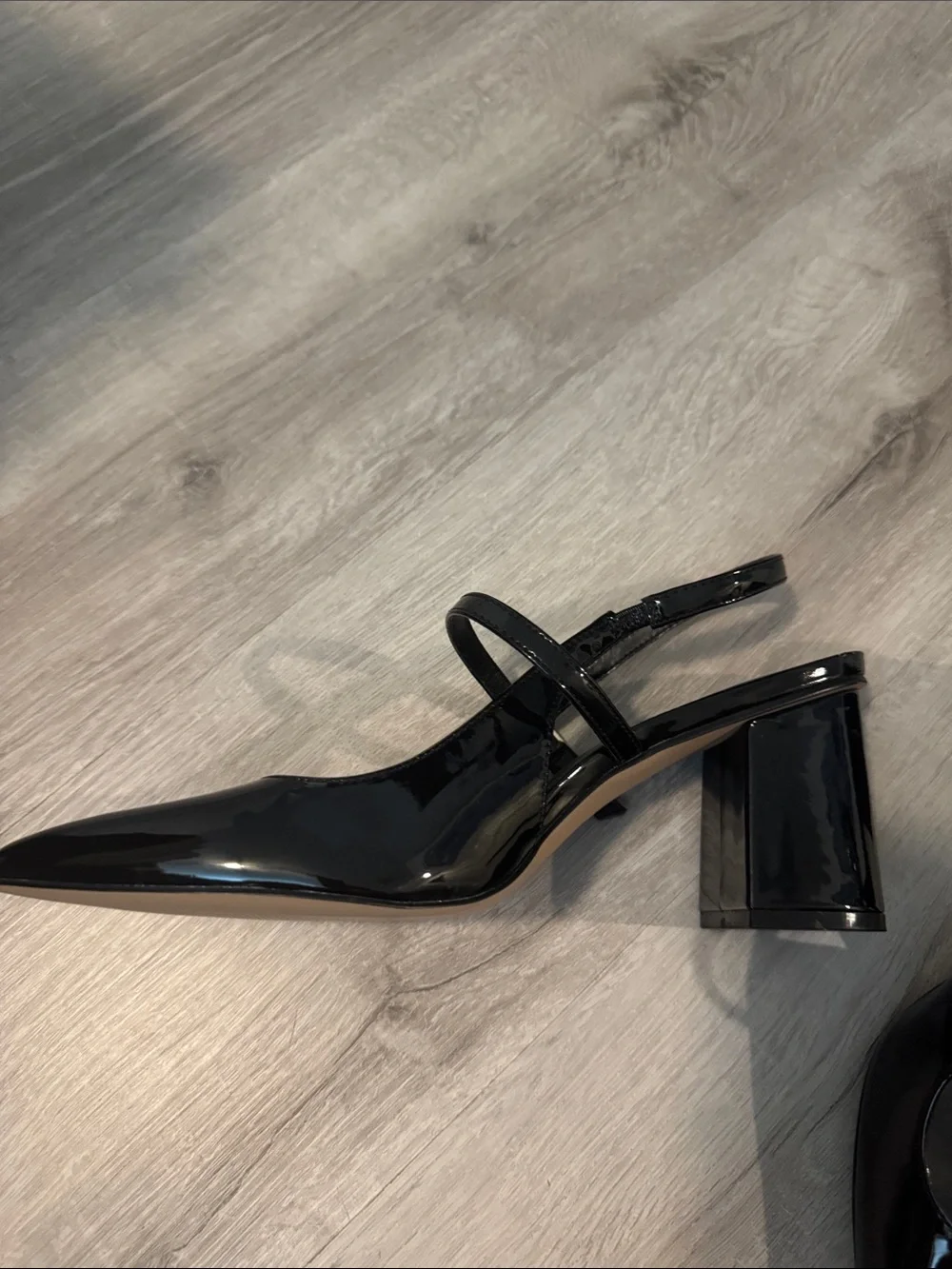 BCBGeneration Black Patent Slingback Block Heels